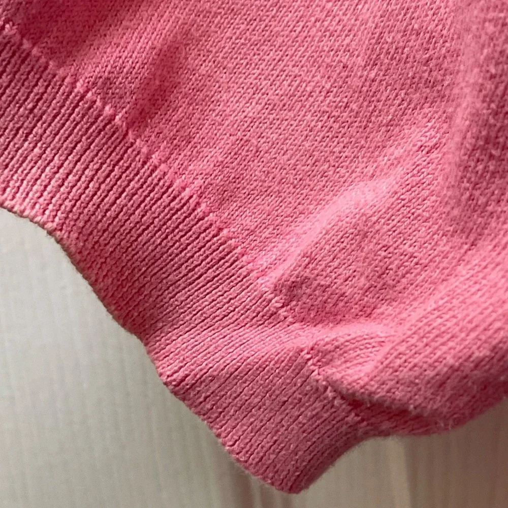 Vintage‎ Talbots Petites Women's SP Pink Short Sleeve Sweater Made in Portugal